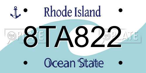 8TA822 Rhode Island License Plate