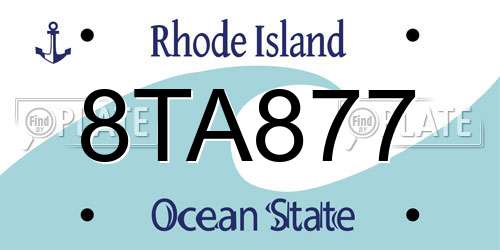 8TA877 Rhode Island License Plate