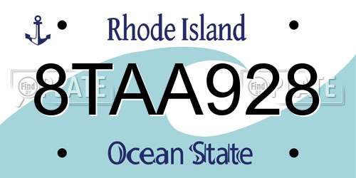 8TAA928 Rhode Island License Plate