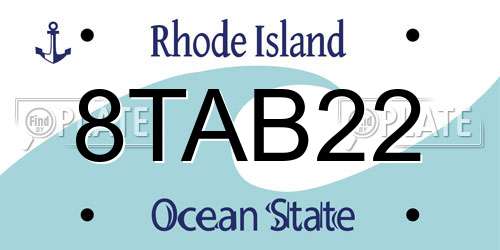 8TAB22 Rhode Island License Plate
