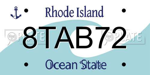 8TAB72 Rhode Island License Plate