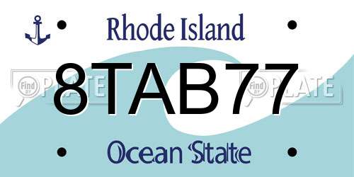8TAB77 Rhode Island License Plate