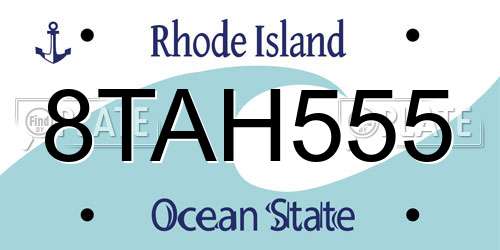 8TAH555 Rhode Island License Plate