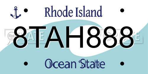 8TAH888 Rhode Island License Plate