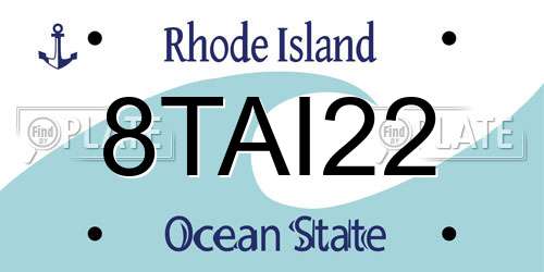 8TAI22 Rhode Island License Plate