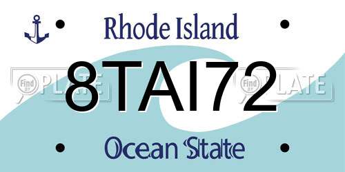 8TAI72 Rhode Island License Plate
