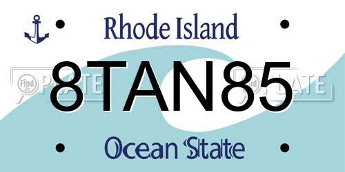 8TAN85 Rhode Island License Plate