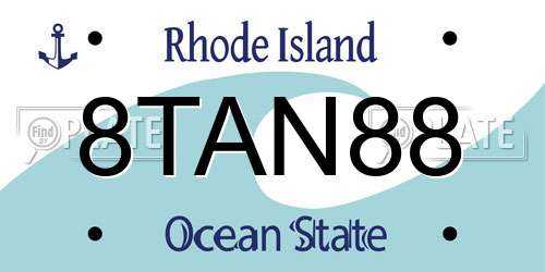 8TAN88 Rhode Island License Plate