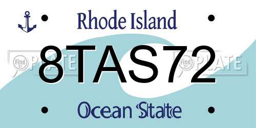 8TAS72 Rhode Island License Plate