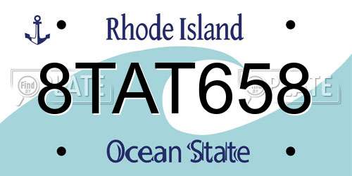 8TAT658 Rhode Island License Plate