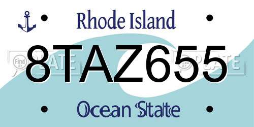 8TAZ655 Rhode Island License Plate