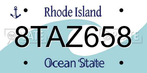 8TAZ658 Rhode Island License Plate