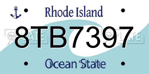 8TB7397 Rhode Island License Plate