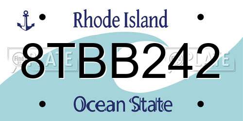 8TBB242 Rhode Island License Plate