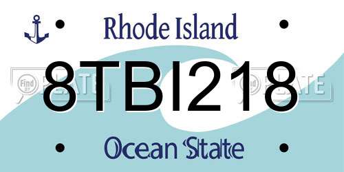 8TBI218 Rhode Island License Plate