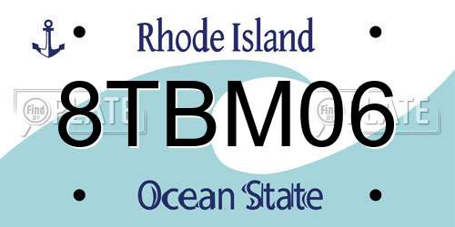 8TBM06 Rhode Island License Plate