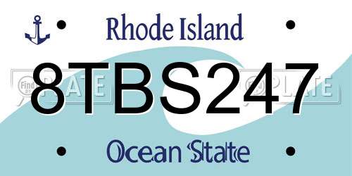 8TBS247 Rhode Island License Plate