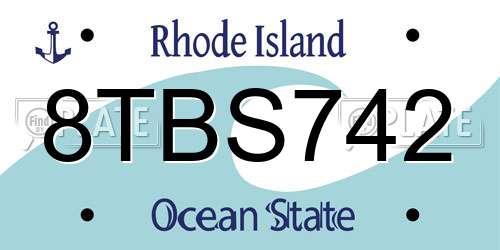 8TBS742 Rhode Island License Plate