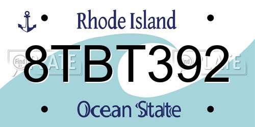 8TBT392 Rhode Island License Plate