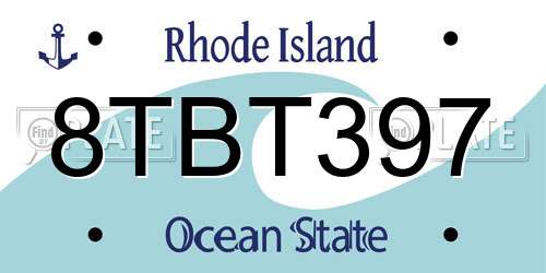 8TBT397 Rhode Island License Plate