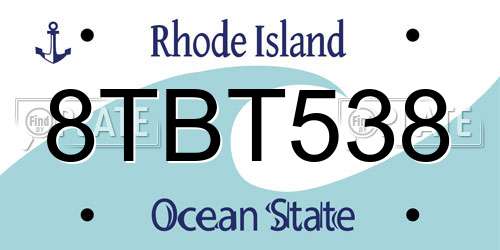 8TBT538 Rhode Island License Plate