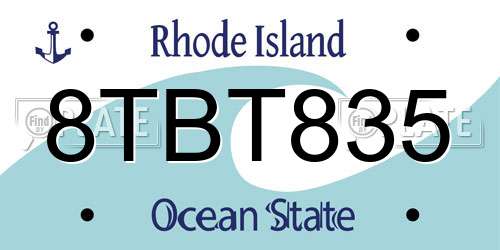 8TBT835 Rhode Island License Plate