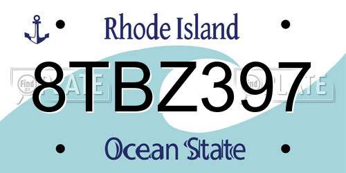 8TBZ397 Rhode Island License Plate
