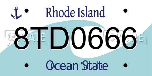 8TD0666 Rhode Island License Plate