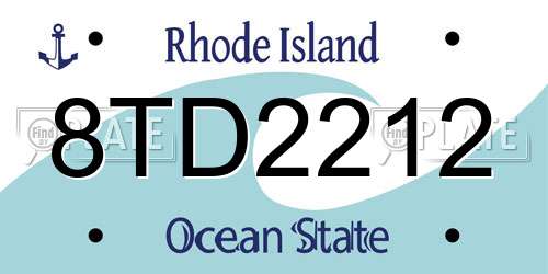 8TD2212 Rhode Island License Plate