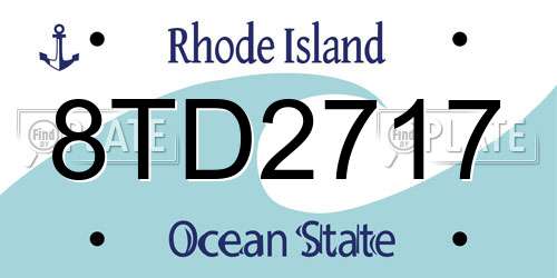 8TD2717 Rhode Island License Plate