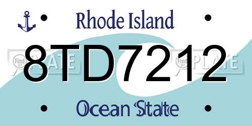 8TD7212 Rhode Island License Plate