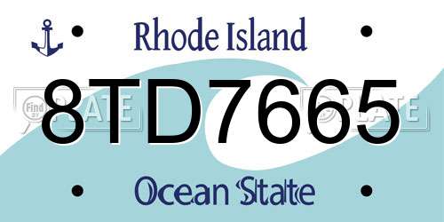 8TD7665 Rhode Island License Plate