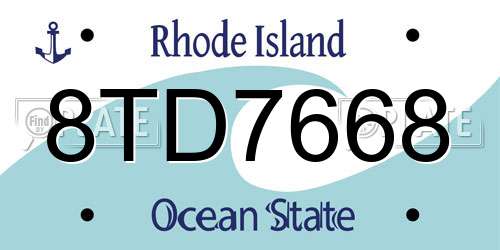 8TD7668 Rhode Island License Plate