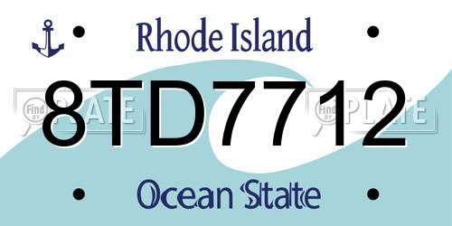8TD7712 Rhode Island License Plate