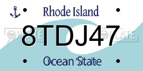 8TDJ47 Rhode Island License Plate