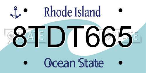 8TDT665 Rhode Island License Plate