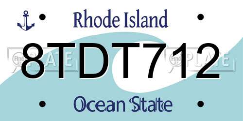 8TDT712 Rhode Island License Plate