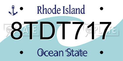 8TDT717 Rhode Island License Plate