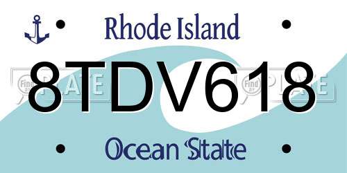 8TDV618 Rhode Island License Plate