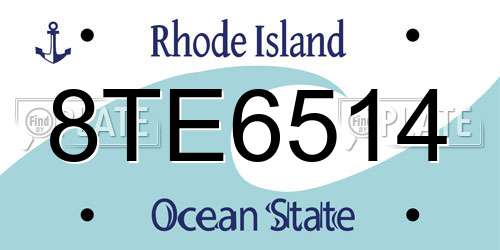 8TE6514 Rhode Island License Plate