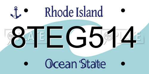 8TEG514 Rhode Island License Plate