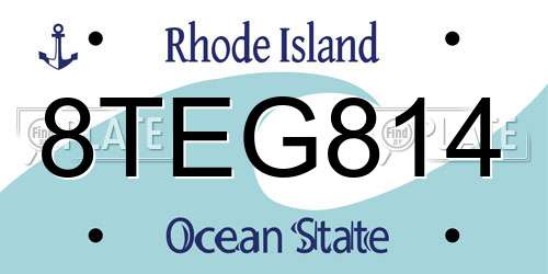 8TEG814 Rhode Island License Plate