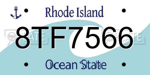 8TF7566 Rhode Island License Plate