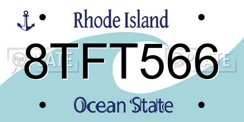 8TFT566 Rhode Island License Plate