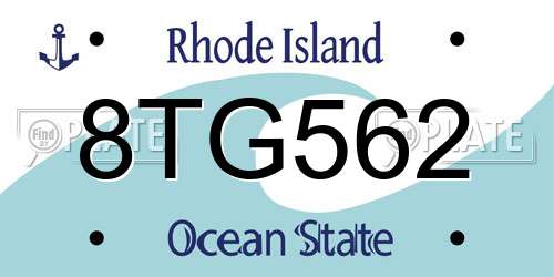 8TG562 Rhode Island License Plate