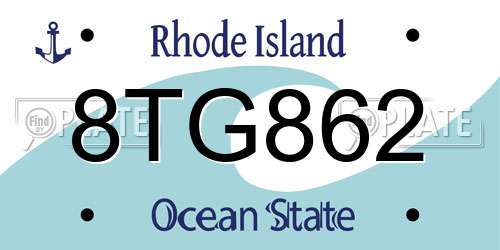 8TG862 Rhode Island License Plate