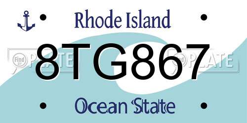 8TG867 Rhode Island License Plate