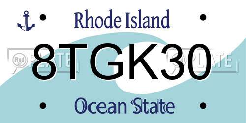 8TGK30 Rhode Island License Plate