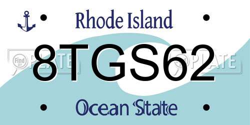 8TGS62 Rhode Island License Plate