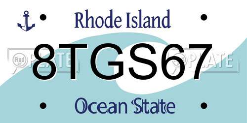 8TGS67 Rhode Island License Plate